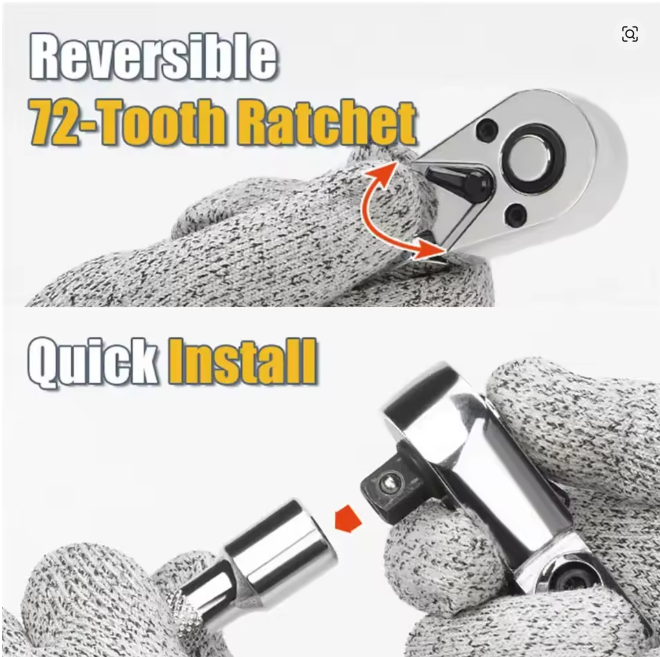 Ratchet 6 PCS 1/4, 3/8, 1/2 Set