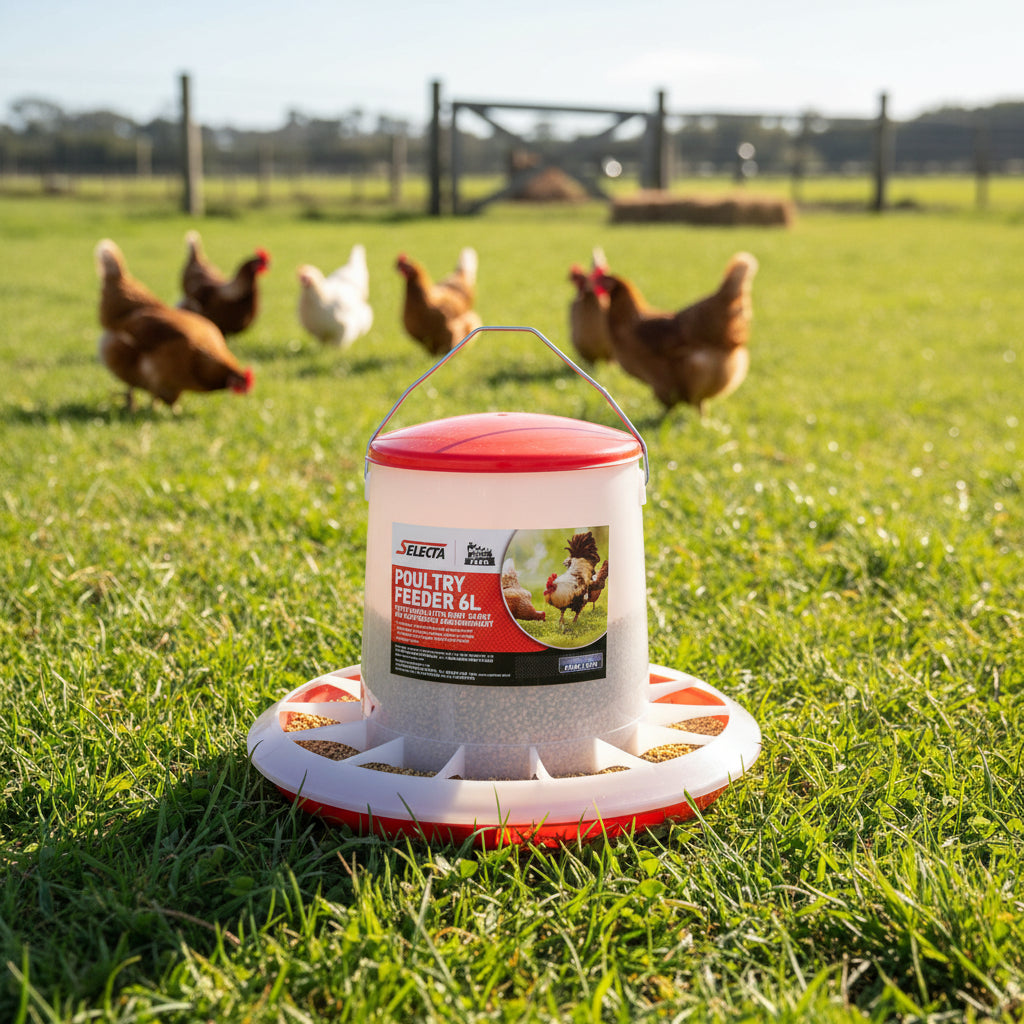 Selecta Plastic 6L Poultry Feeder or 6L Poultry Waterer