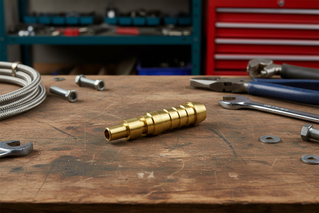 Ryco Type Brass Air fitting male hose clamp to male Stem