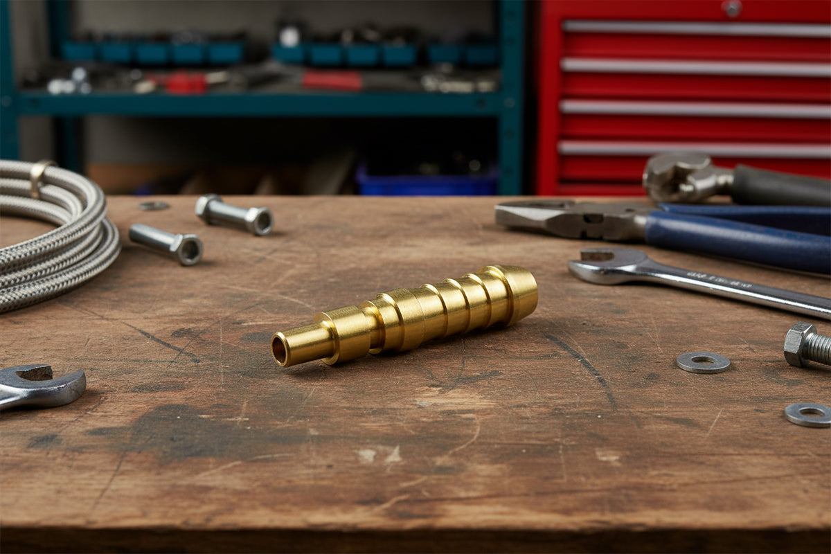 Ryco Type Brass Air fitting male hose clamp to male Stem