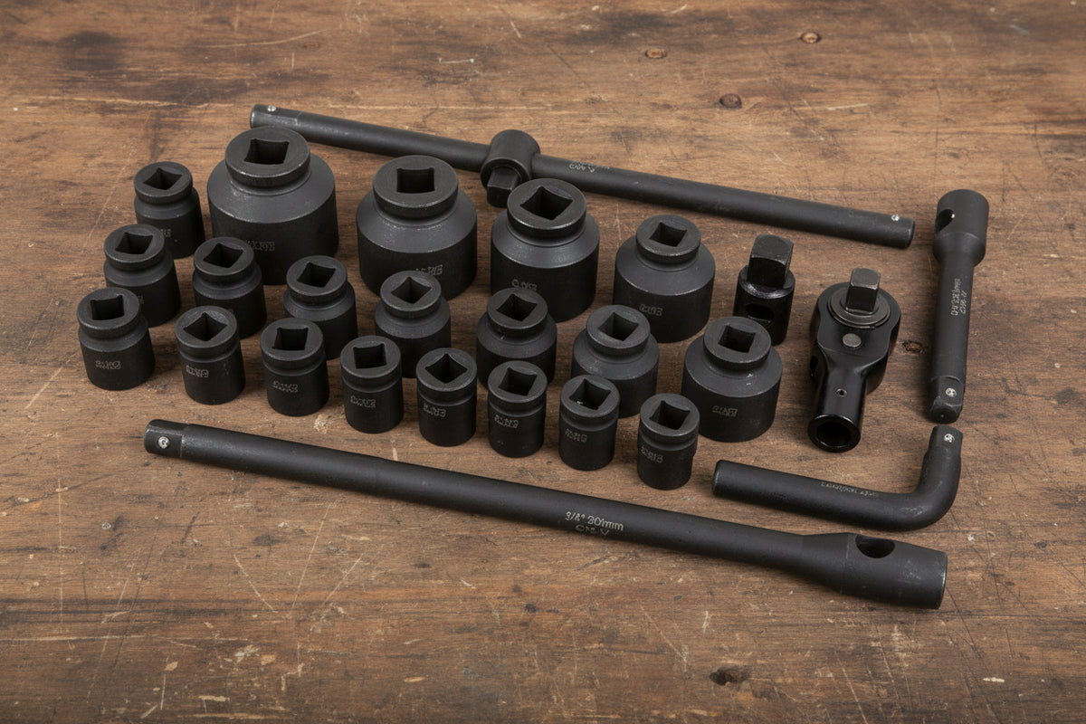27pc 3/4" & 1" Deep impact shallow socket set 21-65mm